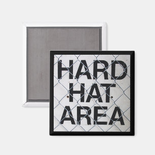 Hard Hat Area Sign under Chain-Link Fence Magnet