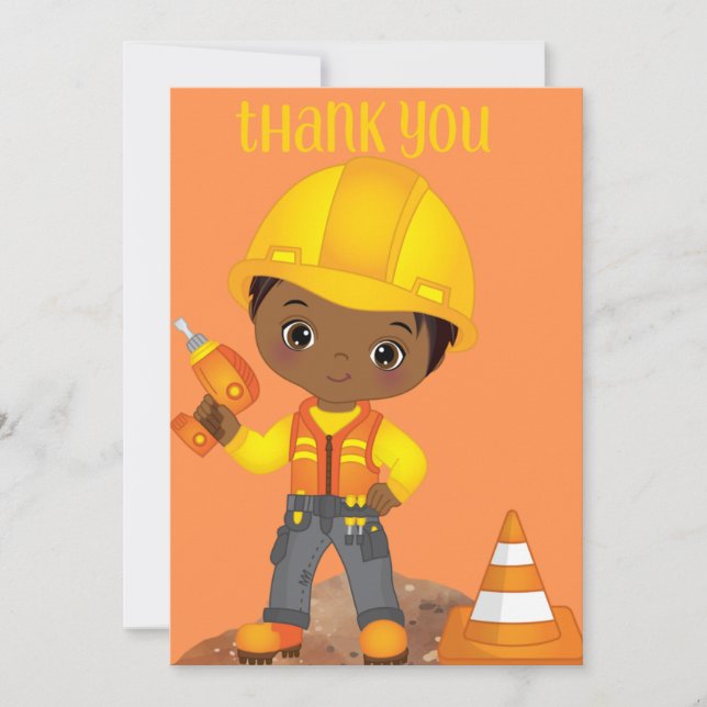Hard Hat Birthday Thank You Card (Front)