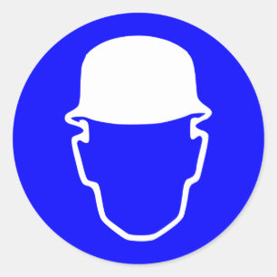 Hard Hat Sign Classic Round Sticker