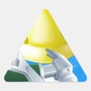 Hard hat tools and blueprint triangle sticker