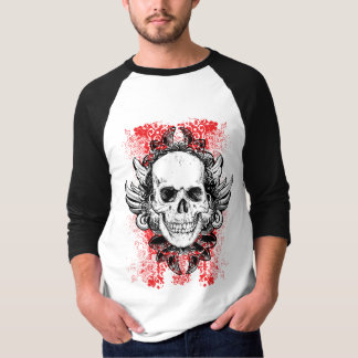 Hard Hitter Grunge Skull 3/4 Raglan T-Shirt
