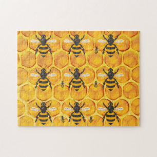 Hard Impossible Honeycomb with Bees Jigsaw Puzzle