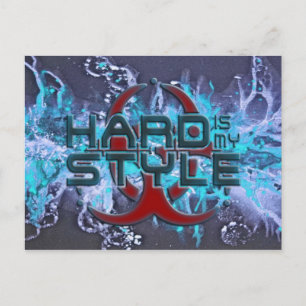 hard is my style - splattergrunge blue hardstyle postcard