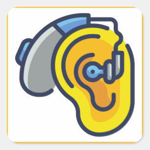 HARD OF HEARING/صعوبة السمع/HÖRBEHINDERTE SQUARE STICKER