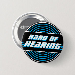 Hard of Hearing 80s Vinyl Record Lt Blue Music 6 Cm Round Badge