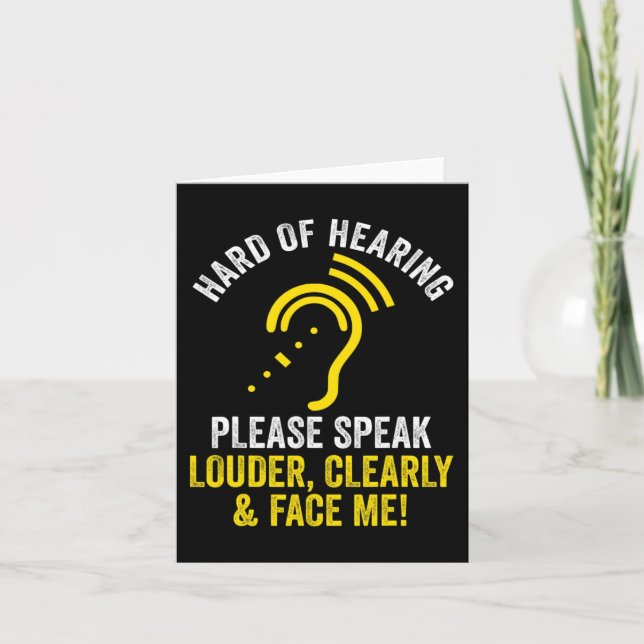 Hard Of Hearing ASL Hearing Impaired Deaf Awarenes Card (Front)