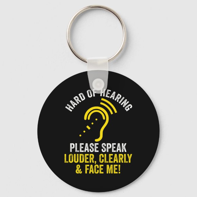 Hard Of Hearing ASL Hearing Impaired Deaf Awarenes Key Ring (Front)