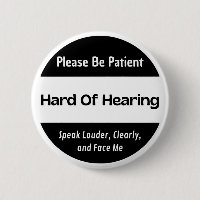 hard of hearing - black and white text design