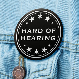 Hard of Hearing Black White Gothic Star 6 Cm Round Badge