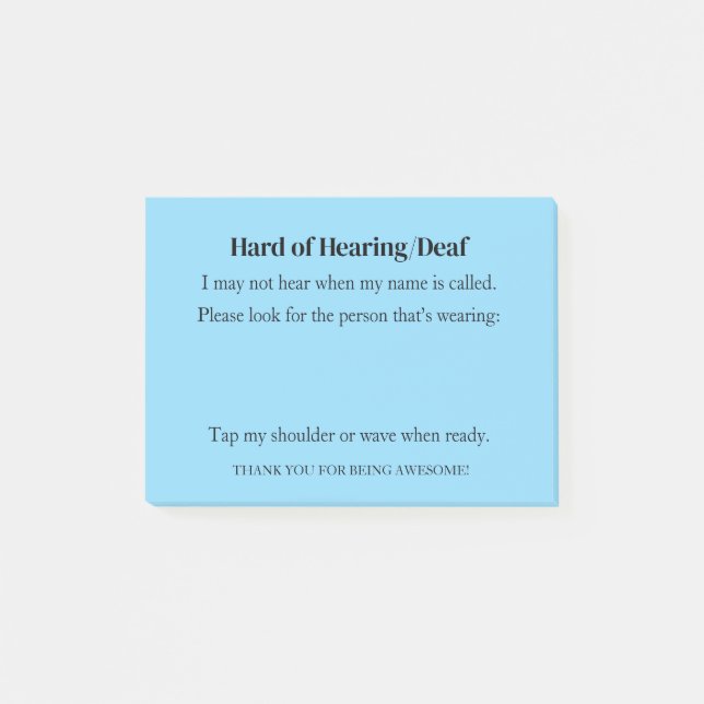 Hard of Hearing/Deaf Post-It Notes (Front)