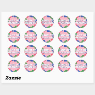 Hard of Hearing Feminine Pink Tropical Leaves Classic Round Sticker