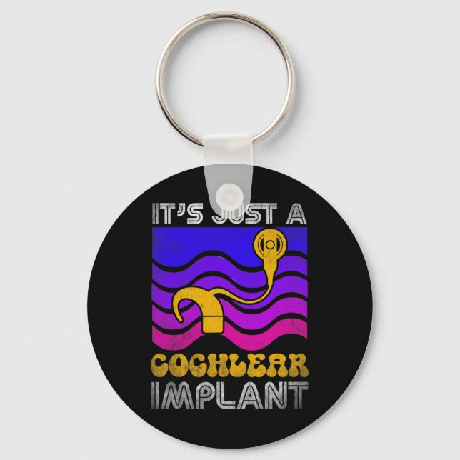 Hard Of Hearing Fun ASL Hearing Impaired Cochlear  Key Ring (Front)