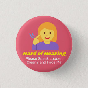 Hard of Hearing Girl with Personalised text 3 Cm Round Badge