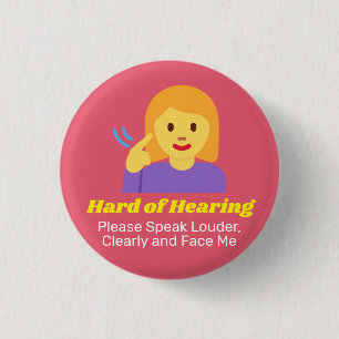 Hard of Hearing Girl with Personalized text 3 Cm Round Badge