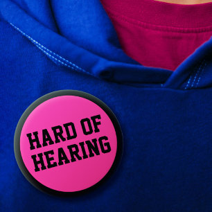 Hard of Hearing Pink Black Minimalist Deafness 6 Cm Round Badge