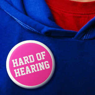 Hard of Hearing Pink Sporty Minimalist Deafness 6 Cm Round Badge