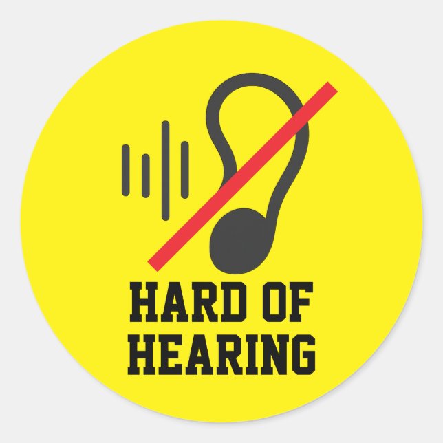 Hard Of Hearing Simple Design Classic Round Sticker (Front)