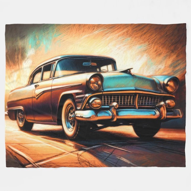 Hard Pastel Antique Car Fleece Blanket (Front (Horizontal))