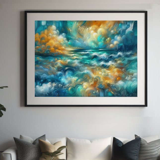 Hard Pastel Drawing Abstract Ocean Poster (Creator Uploaded)