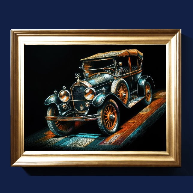 Hard Pastel Drawing Antique Car Poster (Creator Uploaded)
