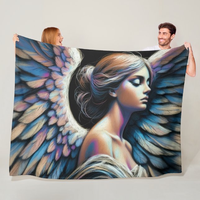 Hard Pastel Drawing Beautiful Angel Fleece Blanket (In Situ)