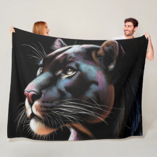 Hard Pastel Drawing Black Panther Fleece Blanket
