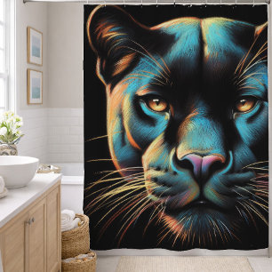 Hard Pastel Drawing Black Panther Shower Curtain