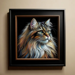 Hard Pastel Drawing Cat Poster
