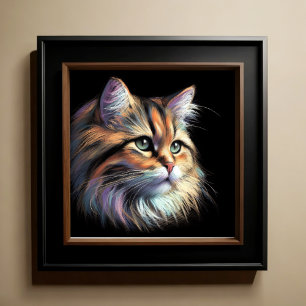 Hard Pastel Drawing Cat Poster