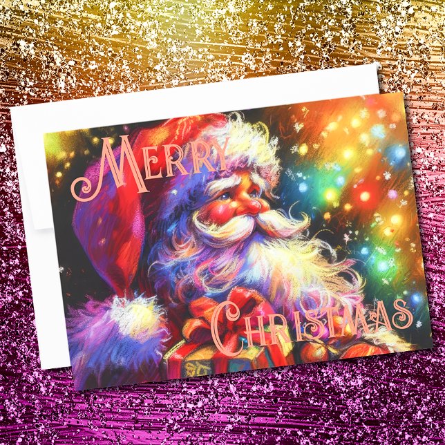Hard Pastel Drawing Christmas Holiday Santa Claus Card (Creator Uploaded)