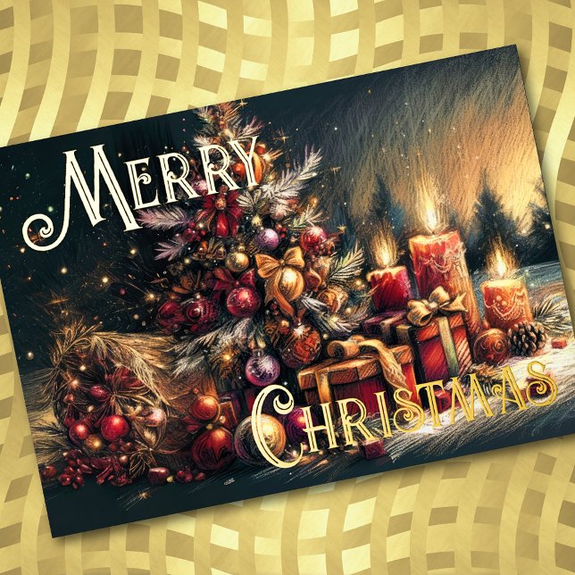 Hard Pastel Drawing Christmas Holiday Tree Candles (Creator Uploaded)