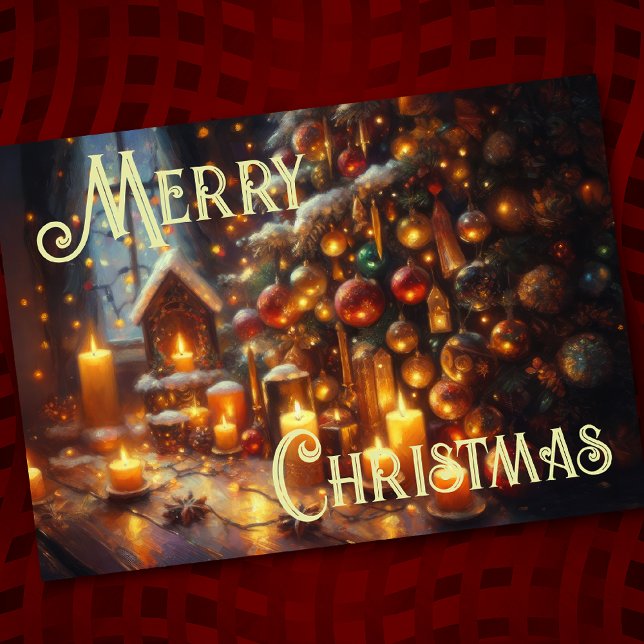 Hard Pastel Drawing Christmas Holiday Tree Candles Card (Creator Uploaded)