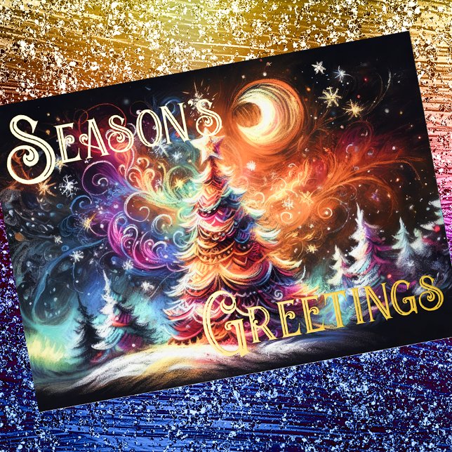 Hard Pastel Drawing Christmas Holiday Trees Whimsy (Creator Uploaded)