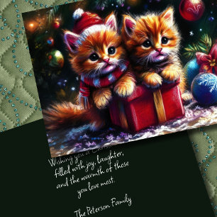Hard Pastel Drawing Christmas Kittens Card