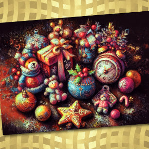 Hard Pastel Drawing Christmas Motifs Holiday