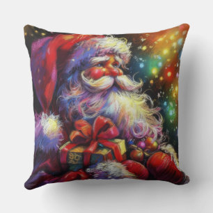 Hard Pastel Drawing Christmas Santa Claus Cushion