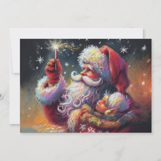 Hard Pastel Drawing Christmas Santa Holiday (Front)