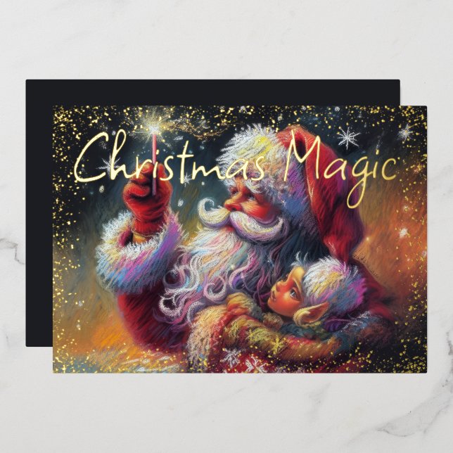 Hard Pastel Drawing Christmas Santa Holiday (Front/Back)