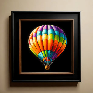 Hard Pastel Drawing Colourful Hot Air Balloon Poster