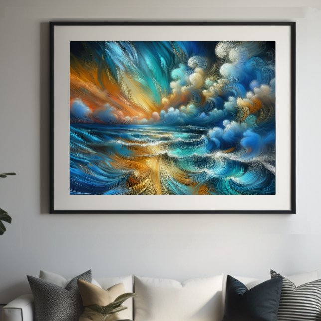 Hard Pastel Drawing Crashing Waves II Poster (Creator Uploaded)