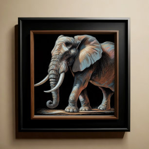 Hard Pastel Drawing Elephant Poster