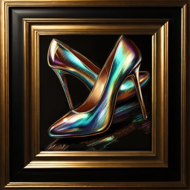 Hard Pastel Drawing Iridescent High Heel Pumps Poster (Creator Uploaded)