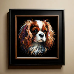 Hard Pastel Drawing King Charles Cavalier Spaniel Poster