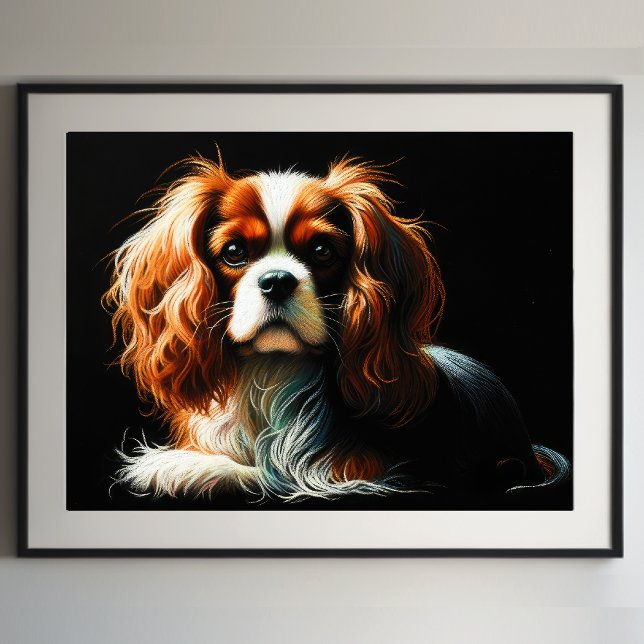 Hard Pastel Drawing King Charles Cavalier Spaniel Poster (Creator Uploaded)