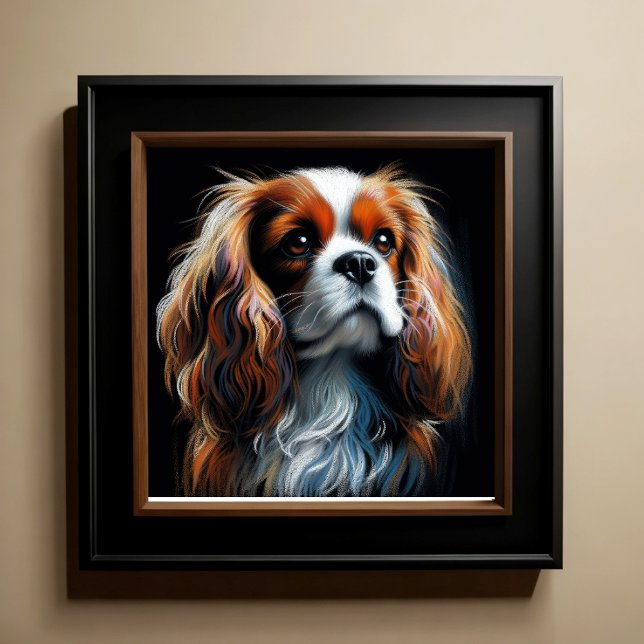 Hard Pastel Drawing King Charles Cavalier Spaniel Poster (Creator Uploaded)