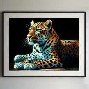 Hard Pastel Drawing Leopard II Poster