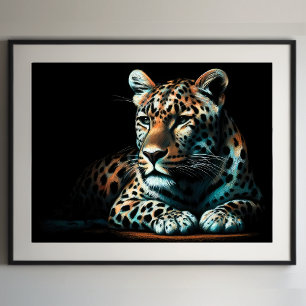 Hard Pastel Drawing Leopard III Poster