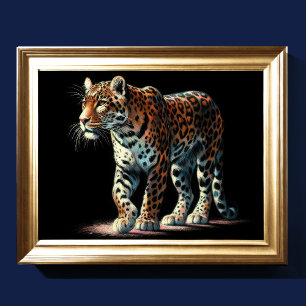 Hard Pastel Drawing Leopard Poster