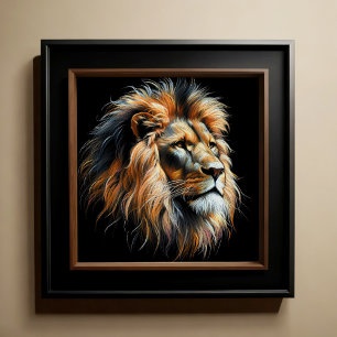 Hard Pastel Drawing Lion Poster