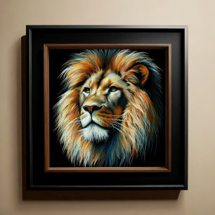 Hard Pastel Drawing Lion Poster